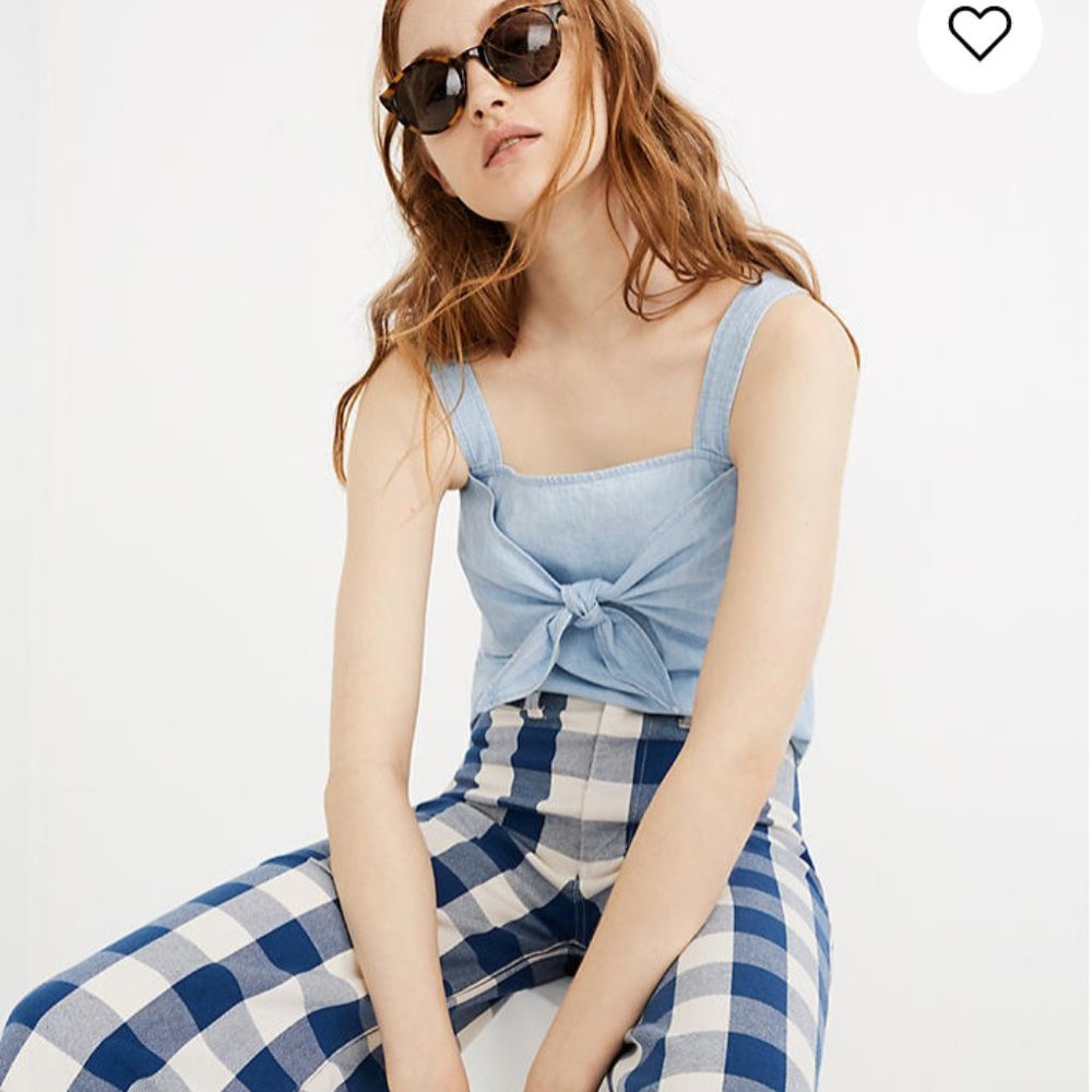 NWT MADEWELL Denim Tie-Front Cami Top Light Indigo
